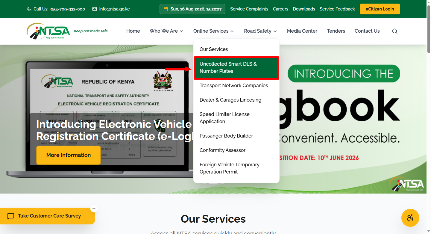Click on Uncollected Smart DLs and Number Plates