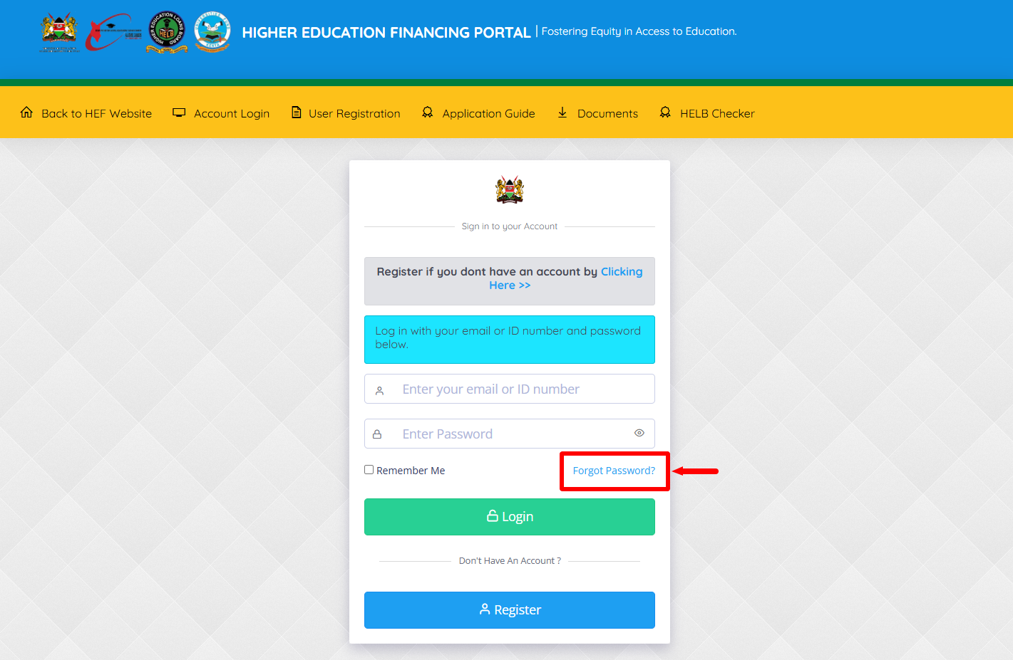 click forgot password