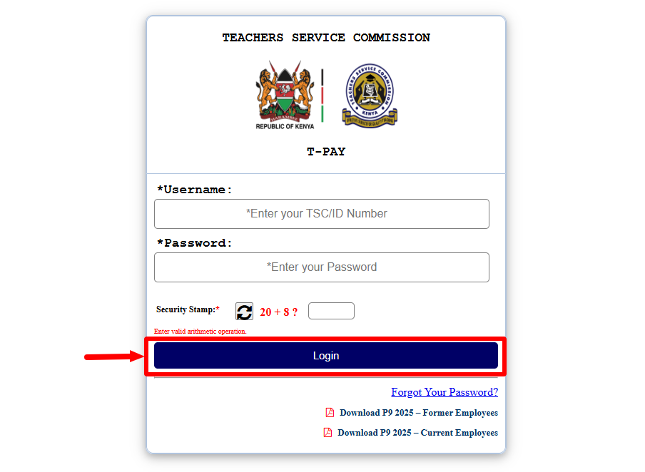 click on login button