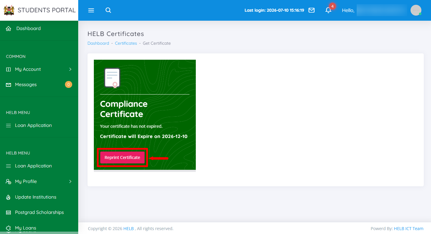 download helb compliance certificate