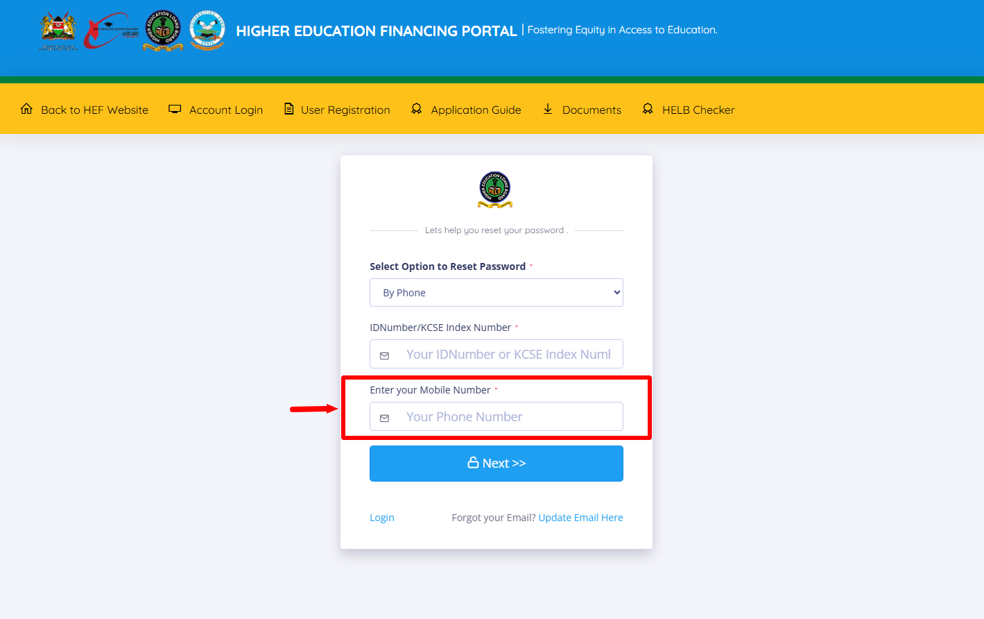 enter your mobile number (phone number)