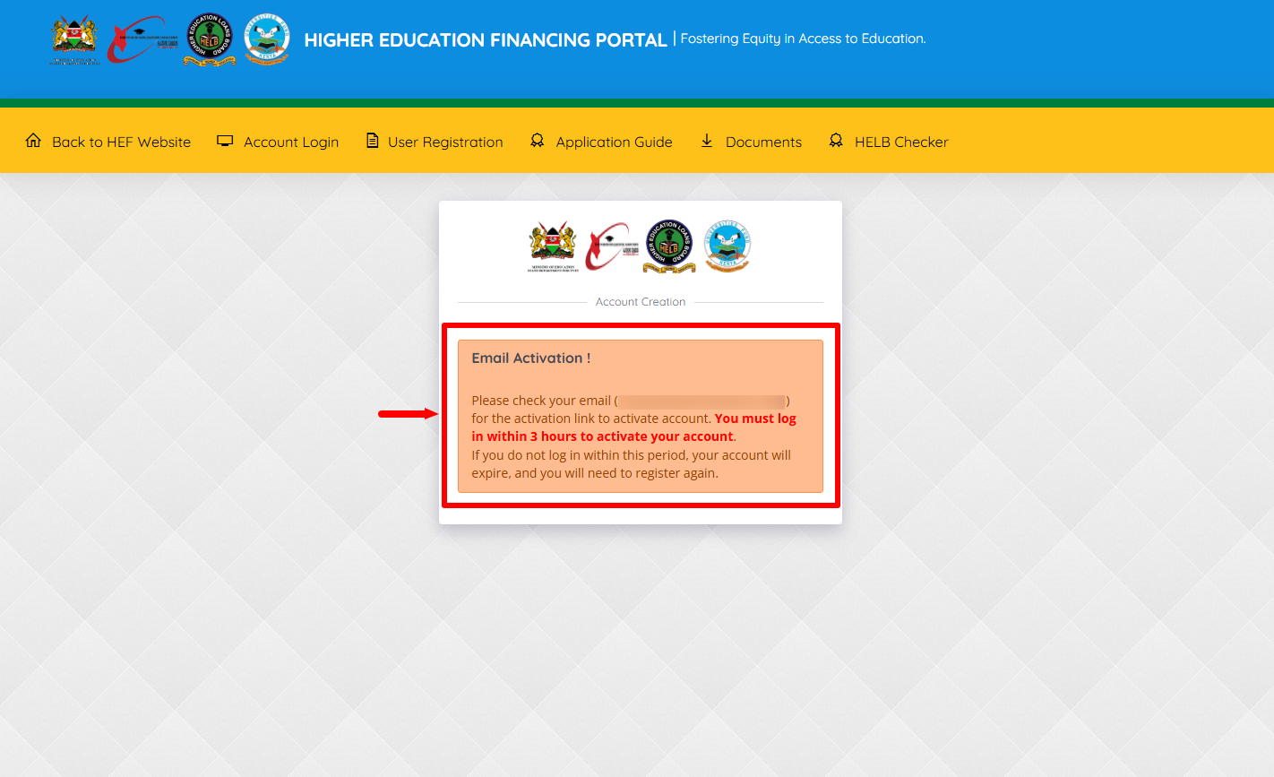 hef portal email activation