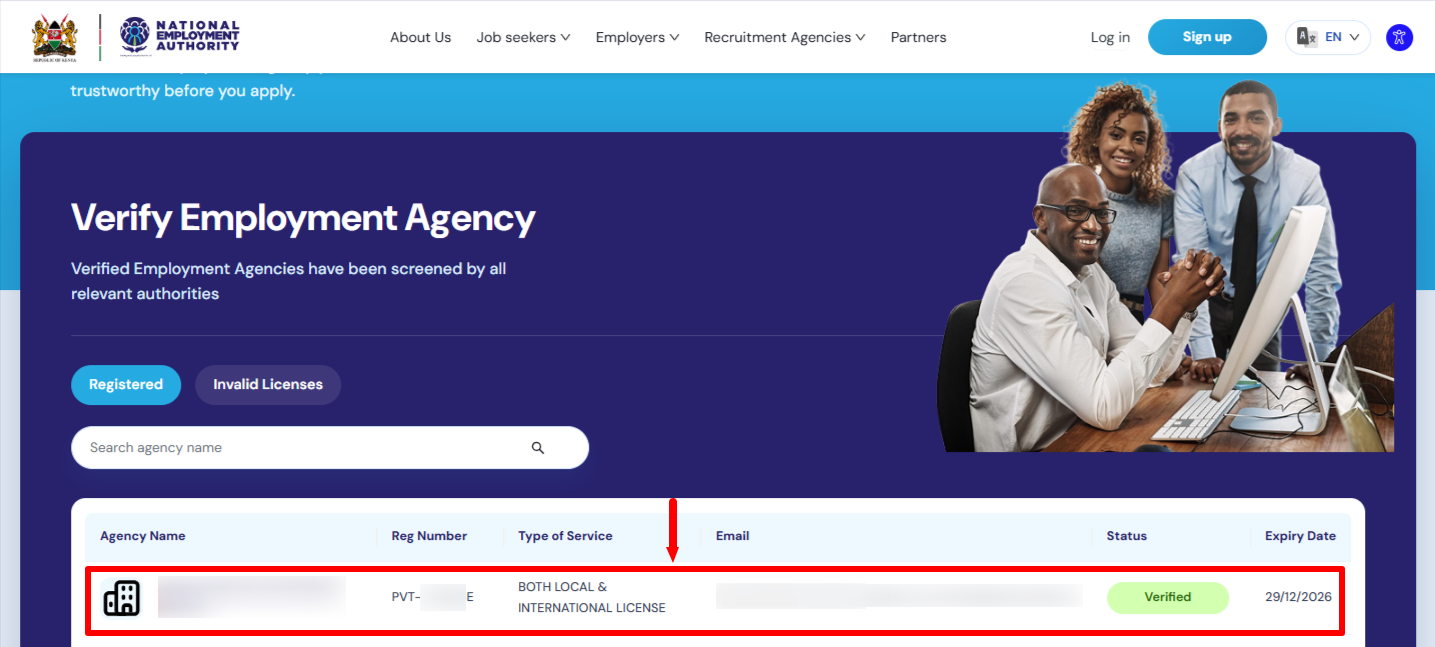 Employment Agency Verification Results