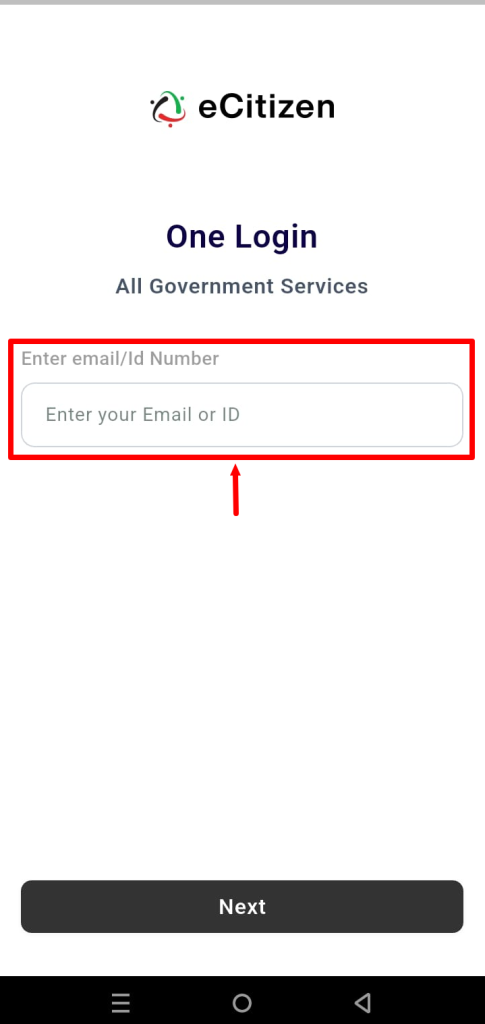 Enter Email or ID Number