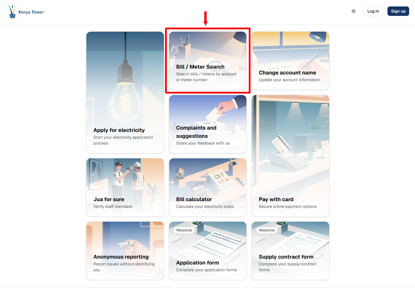 click bill or meter search