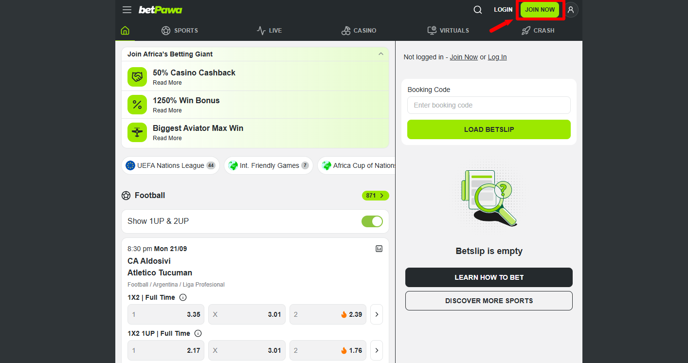 click on join now button