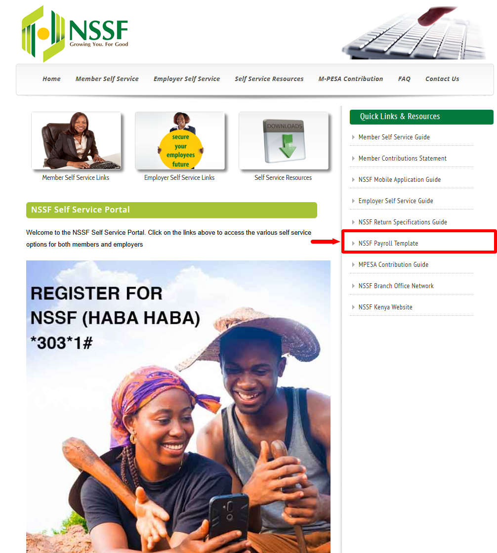 click on nssf payroll template