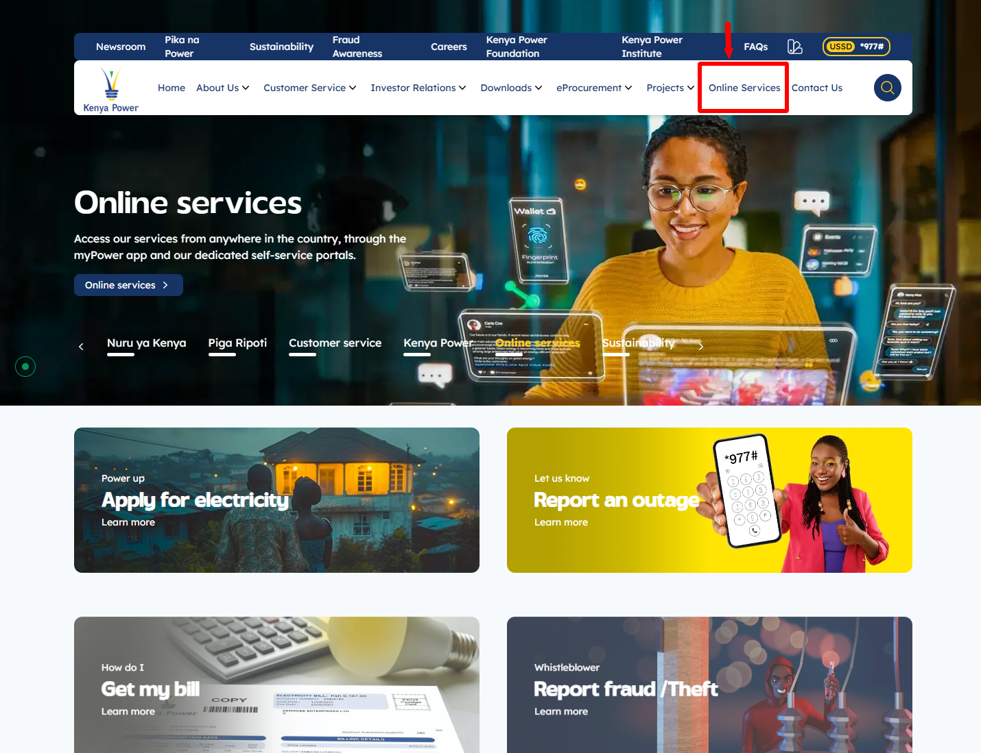 click on online services