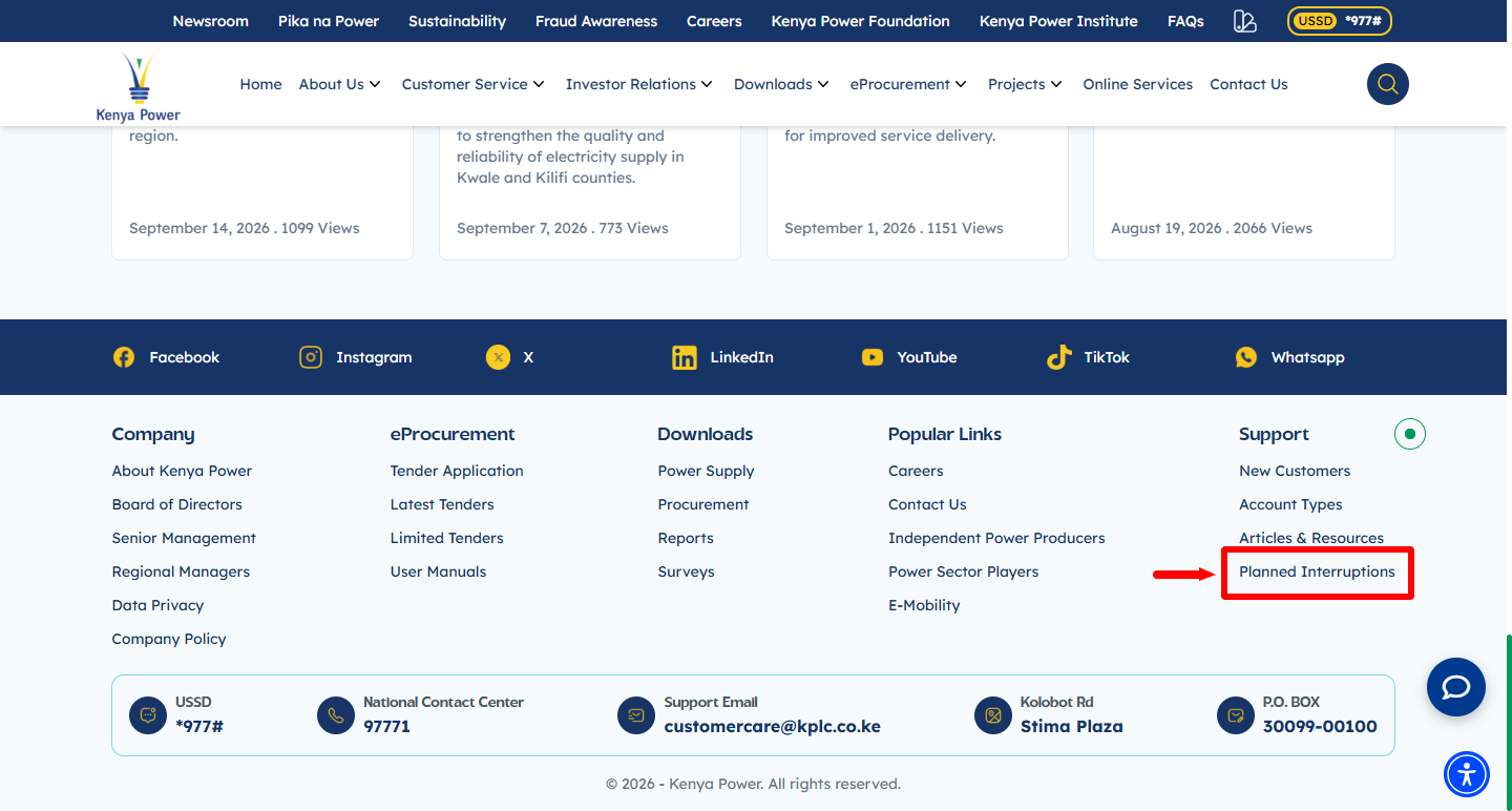 click on planned interruptions
