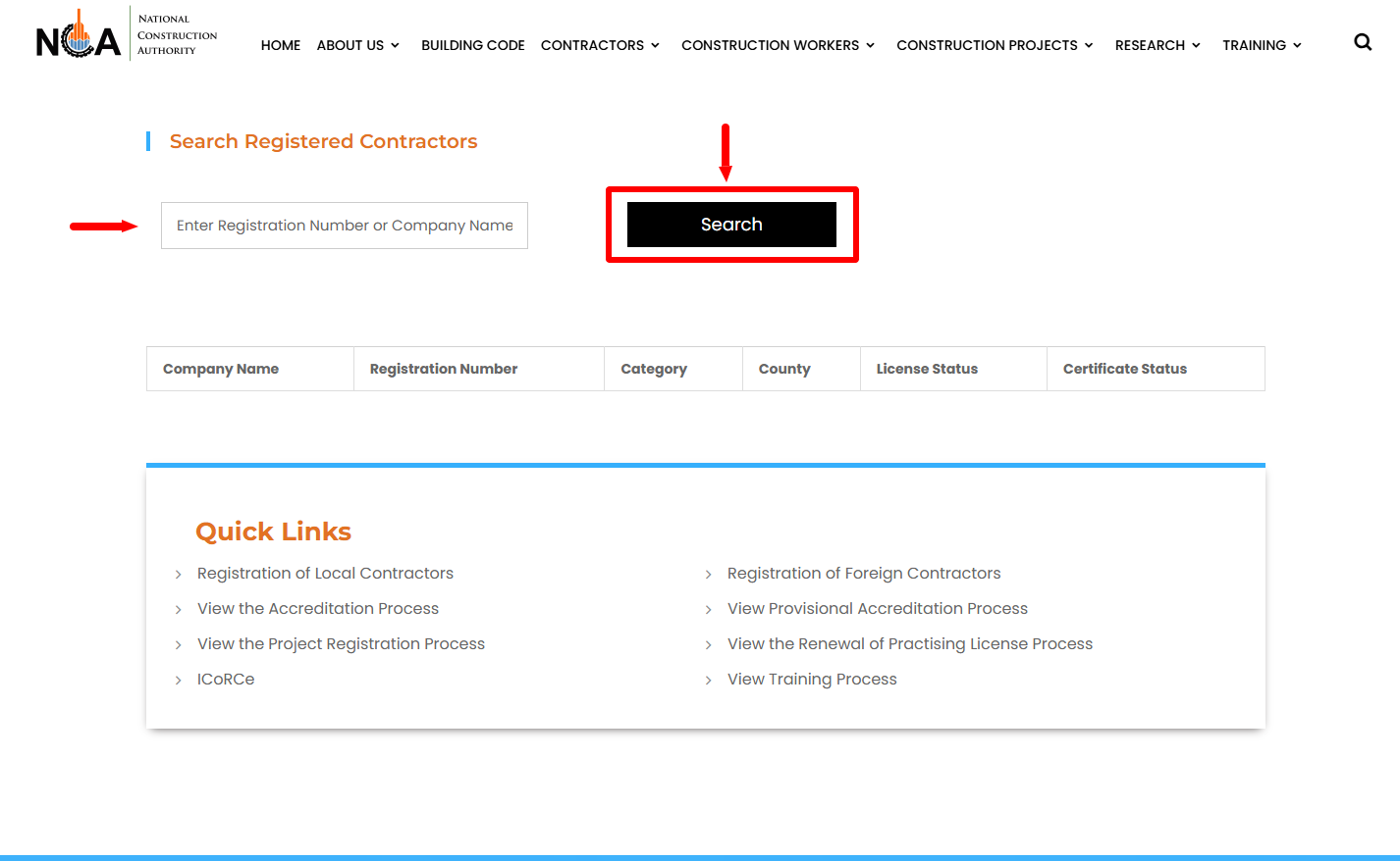 click on search button