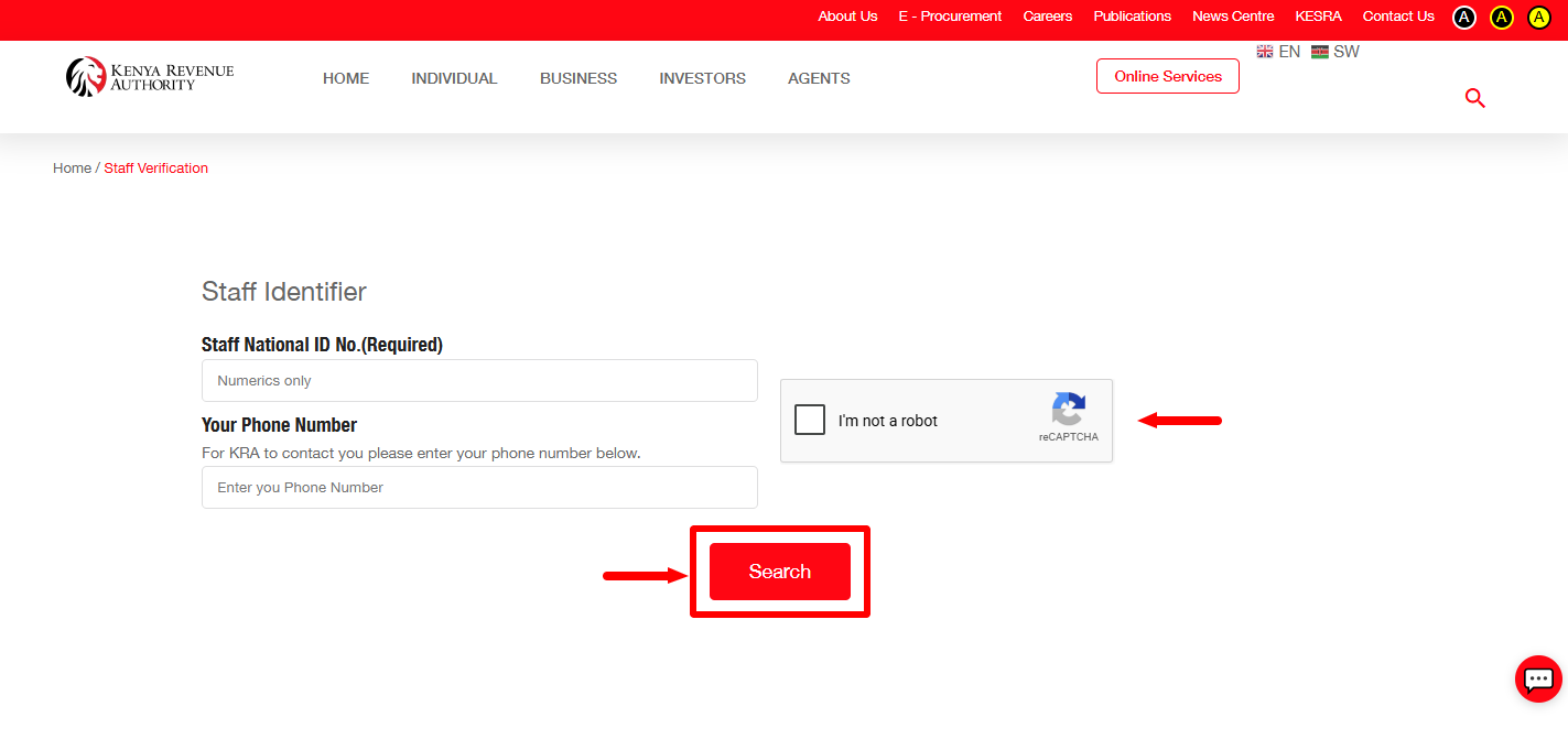 click on search button