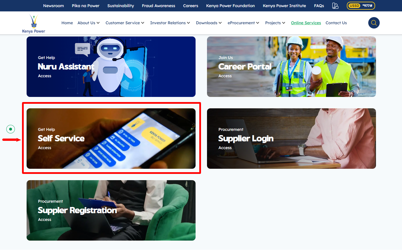 click on self service