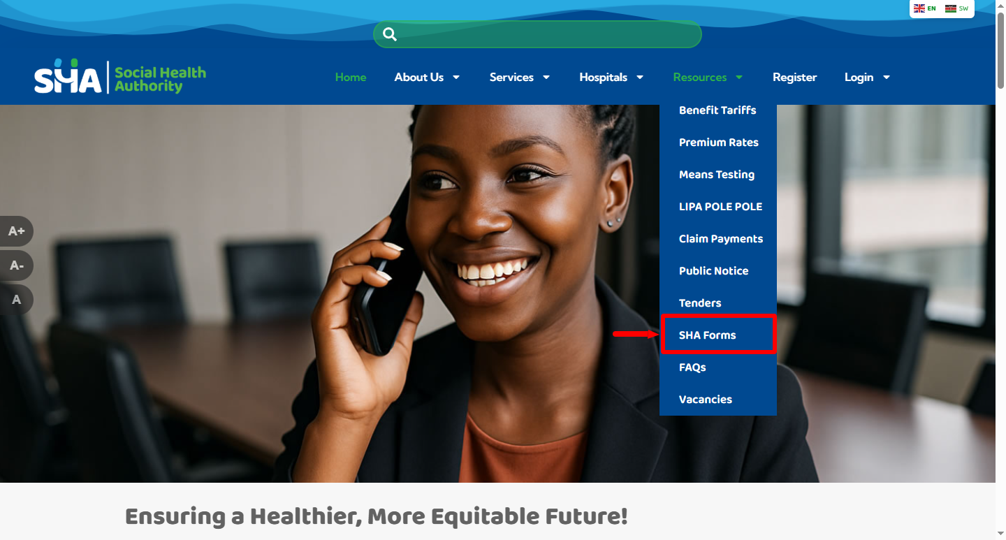 click on sha forms