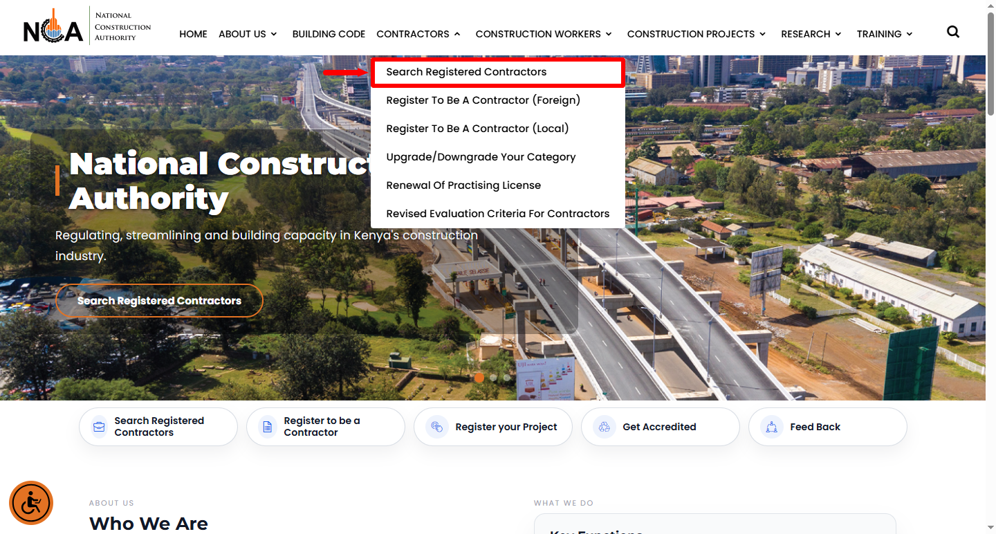 click search registered contractors