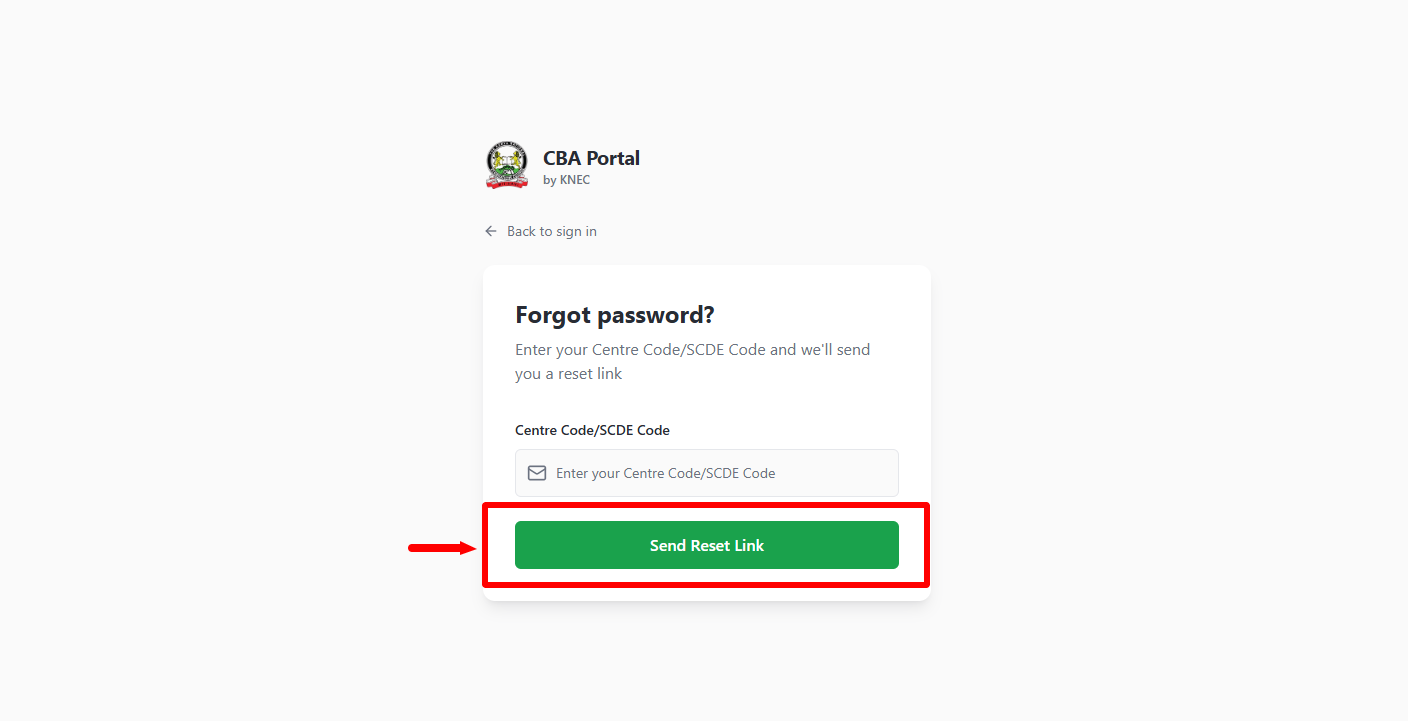 click send reset link