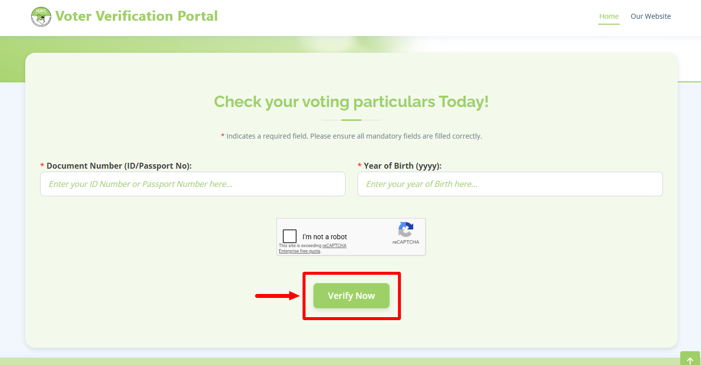 click verify now button