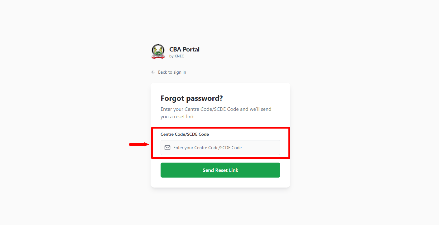 enter centre code or scde code