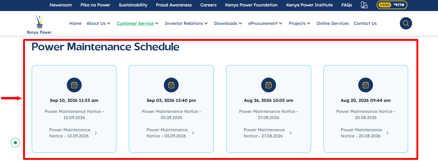 kenya power maintenance schedule