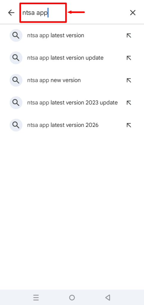 search for ntsa app