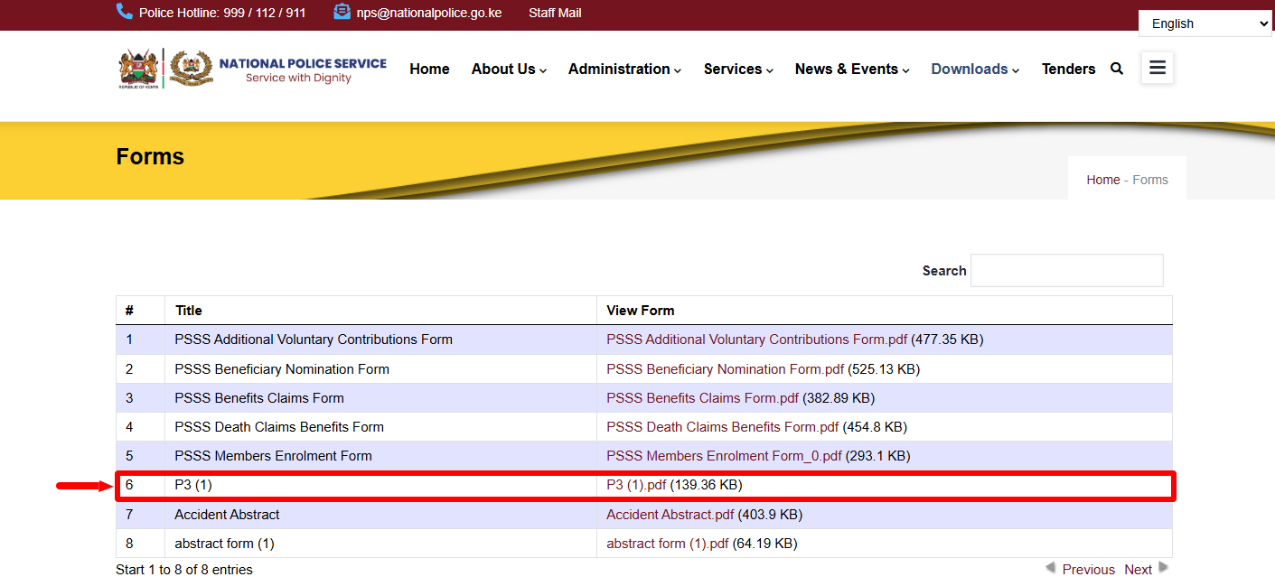 select p3 form